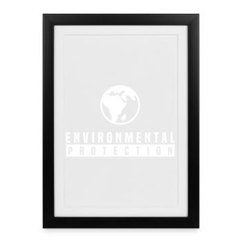 Conservation and environmental protection with planet earth logo - Framed poster (27 × 37 cm) - black - Front