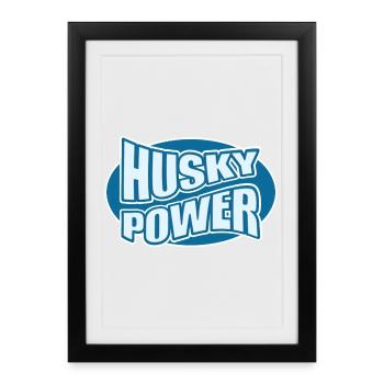 Husky Power Typo Design - Framed poster (27 × 37 cm) - black - Front