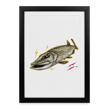 Brochet Sauvage - Affiche encadrée (27 × 37 cm) - noir - Devant