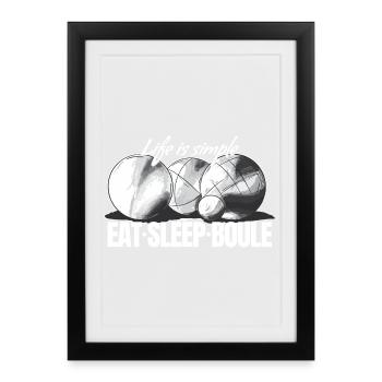 Boules de boules pour joueurs de pétanque - Affiche encadrée (27 × 37 cm) - noir - Devant