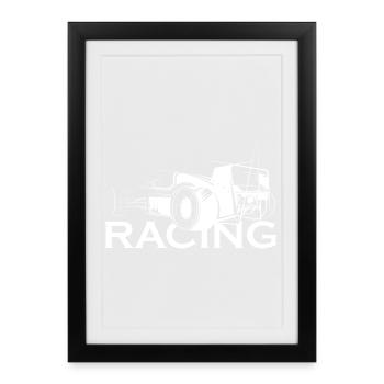 Illustration de voiture de course icône logo icône graphique - Affiche encadrée (27 × 37 cm) - noir - Devant