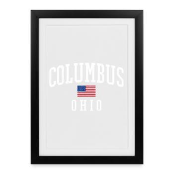 Emblème de Columbus, Ohio, avec drapeau américain - Affiche encadrée (27 × 37 cm) - noir - Devant