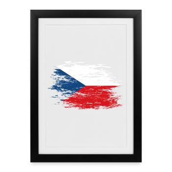 Drapeau de la République tchèque utilisé - Affiche encadrée (27 × 37 cm) - noir - Devant