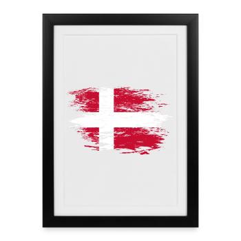 Drapeau du Danemark utilisé - Affiche encadrée (27 × 37 cm) - noir - Devant