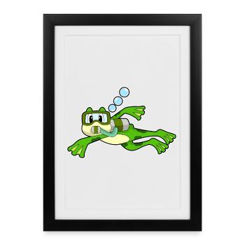 Plongeon de plongée de nage - Affiche encadrée (27 × 37 cm) - noir - Devant