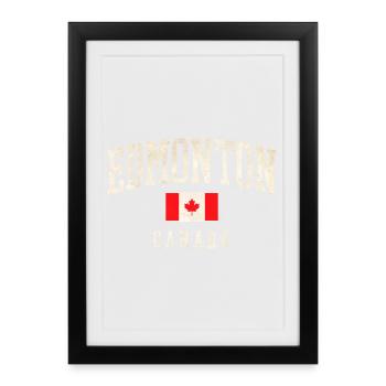 Conception du drapeau de la ville d’Edmonton, au Canada - Affiche encadrée (27 × 37 cm) - noir - Devant