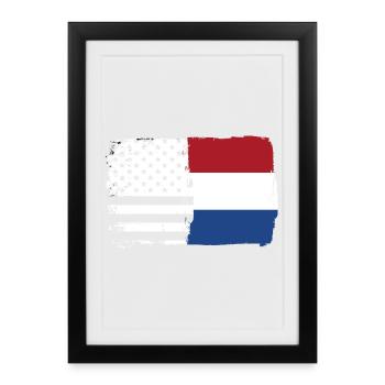 Flag Fusion: Stars Stripes Dutch Brush - Framed poster (27 × 37 cm) - black - Front