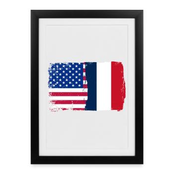 Flag Fusion USA France - Framed poster (27 × 37 cm) - black - Front