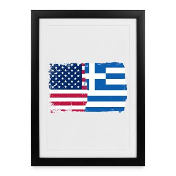 Fusion du drapeau de la Grèce des États-Unis - Affiche encadrée (27 × 37 cm) - noir - Devant