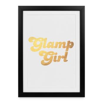 Glamping Camping Gold Girl Woman Holiday Camper Fan - Framed poster (27 × 37 cm) - black - Front