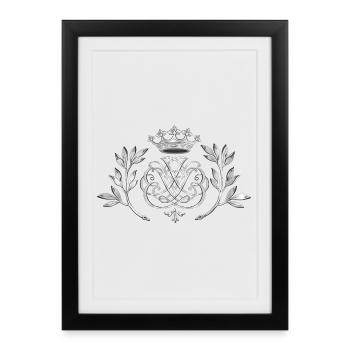 Sceau de Bach, monogramme, armoiries, insigne - argent - Affiche encadrée (27 × 37 cm) - noir - Devant
