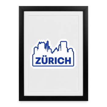 Impression du logo Zurich Skyline - Affiche encadrée (27 × 37 cm) - noir - Devant
