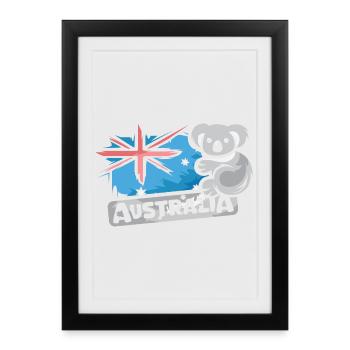 Australia Koala Comic Bear Nature Animal Logo Cartoon - Framed poster (27 × 37 cm) - black - Front