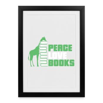 Reading Books Book Giraffe - Framed poster (27 × 37 cm) - black - Front