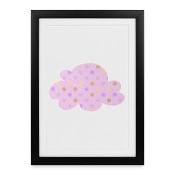 Cloud Dots Dots Nursery Weather Pink Girl - Framed poster (27 × 37 cm) - black - Front
