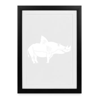 White rhinoceros shark - Framed poster (27 × 37 cm) - black - Front