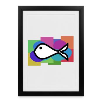 FISH. SARDINE. APRIL FOOL. SEA. OCEAN - Framed poster (27 × 37 cm) - black - Front