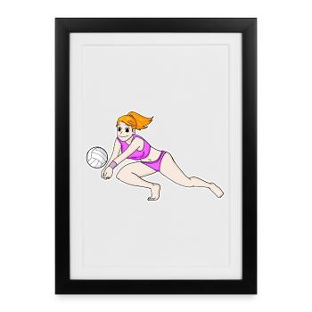 Volley-ball Sports Filles - Affiche encadrée (27 × 37 cm) - noir - Devant