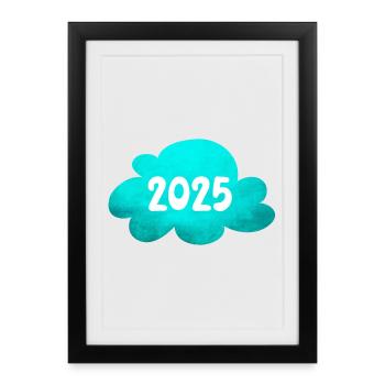 Cloud 2025 Structure New Year New Year's Eve New Year - Framed poster (27 × 37 cm) - black - Front