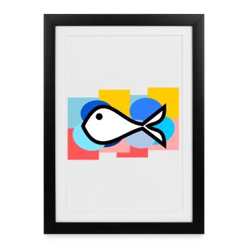 APRIL FOOL. FISH. SARDINE. ANNIVERSARY - Framed poster (27 × 37 cm) - black - Front