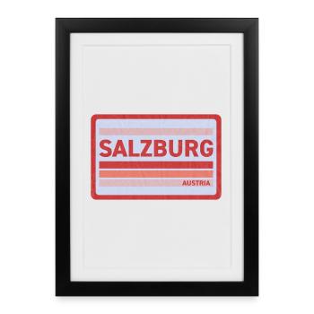 Imprimé de style rétro de Salzbourg - Affiche encadrée (27 × 37 cm) - noir - Devant