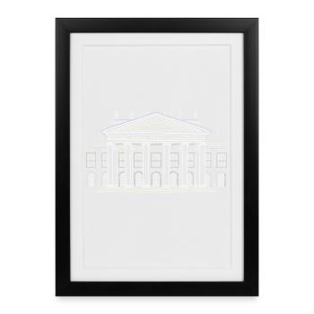 Kassel, Dessin à la main Fridericianum, Art - Affiche encadrée (27 × 37 cm) - noir - Devant