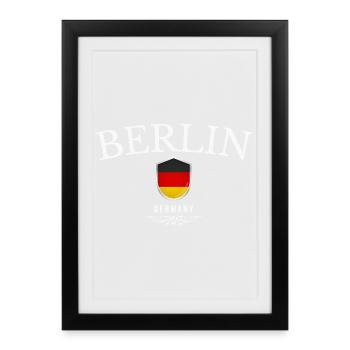 Berlin, Allemagne, design élégant et minimaliste - Affiche encadrée (27 × 37 cm) - noir - Devant