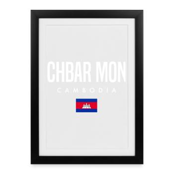 Chbar Mon Cambodge Khmer - Affiche encadrée (27 × 37 cm) - noir - Devant