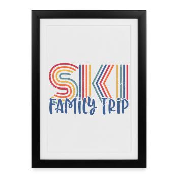 Colourful Family Ski Trip Design - Framed poster (27 × 37 cm) - black - Front