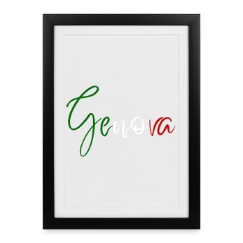 Amo Genoa, elegant minimalist design - Framed poster (27 × 37 cm) - black - Front