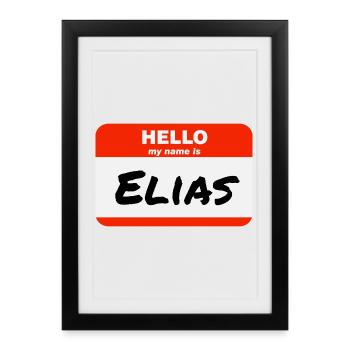 Hello My Name Is Elias Label Name Tag - Framed poster (27 × 37 cm) - black - Front