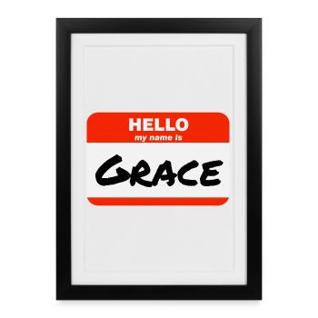 Hello My Name Is Grace Label Name Tag - Framed poster (27 × 37 cm) - black - Front
