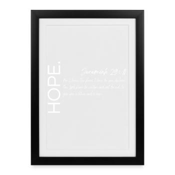 Hope - Jeremiah 29:11 Christian Design - Framed poster (27 × 37 cm) - black - Front
