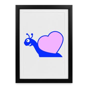 Escargot Coeur Escargot Coquille Mignon Amour Romantique - Affiche encadrée (27 × 37 cm) - noir - Devant