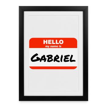 Bonjour, je m’appelle Gabriel Étiquette Nom Tag - Affiche encadrée (27 × 37 cm) - noir - Devant