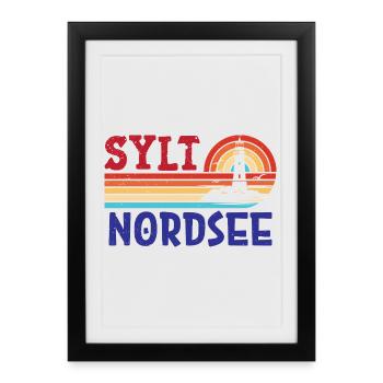 Vacances à la mer du Nord SYLT ÎLE DE LA MER DU NORD Fun - Affiche encadrée (27 × 37 cm) - noir - Devant