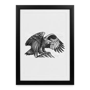 Aigle royal doux | Mignon cadeau à motif d’aigle - Affiche encadrée (27 × 37 cm) - noir - Devant