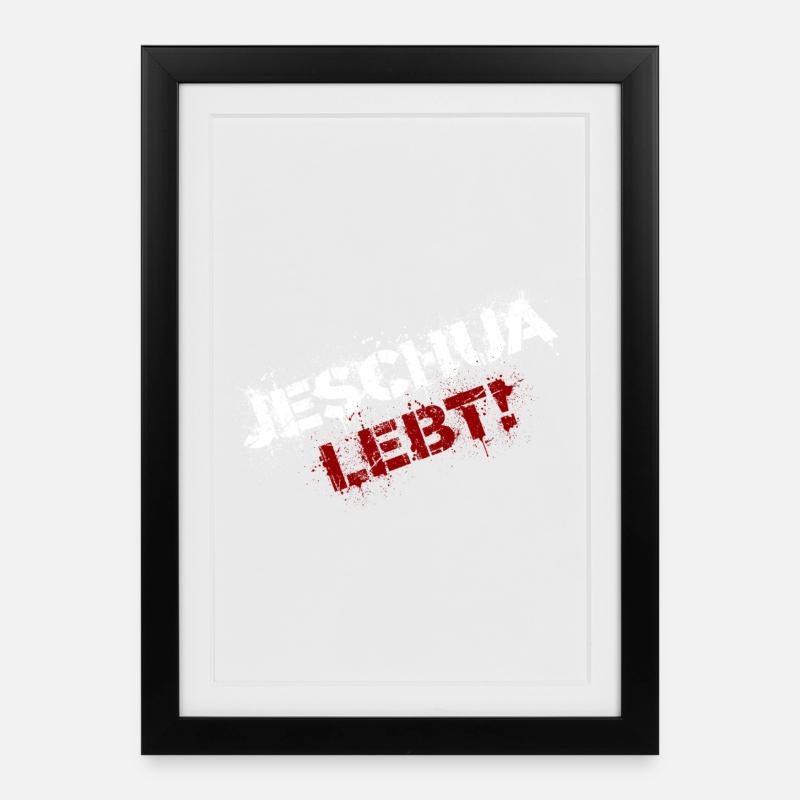 Yeshua vit blanc et rouge - Affiche encadrée (27 × 37 cm) - noir
