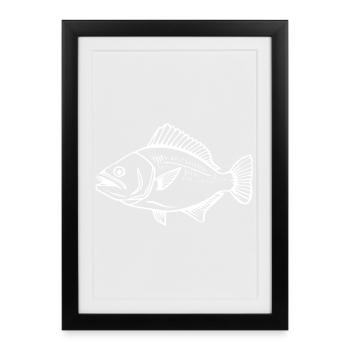Poisson Carpe Pêcheur T-shirt Cadeau Pêcheur - Affiche encadrée (27 × 37 cm) - noir - Devant