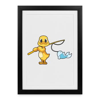 Pêche au poisson canard pêcheur - Affiche encadrée (27 × 37 cm) - noir - Devant