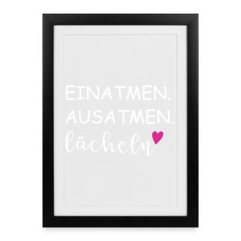 Inspire, expire, sourire, expressions - Affiche encadrée (27 × 37 cm) - noir - Devant