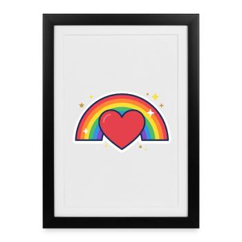 Cœur, arc-en-ciel, fierté, amour - Affiche encadrée (27 × 37 cm) - noir - Devant