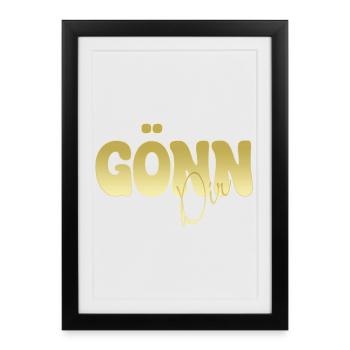 Offrez-vous une typographie dorée brillante - Affiche encadrée (27 × 37 cm) - noir - Devant