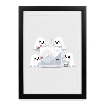 Halloween HVAC Ghost Funny Climate Technique Motif - Framed poster (27 × 37 cm) - black - Front