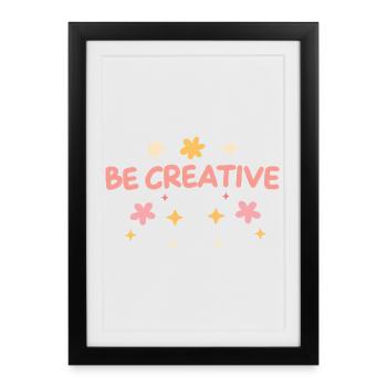 Be Creative - Pastel Doodle Typo - Affiche encadrée (27 × 37 cm) - noir - Devant