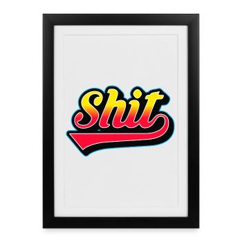 Shit Retro Wordmark - Framed poster (27 × 37 cm) - black - Front