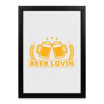 Beer Lovin Beer Mugs Cheers Party Celebrations - Framed poster (27 × 37 cm) - black - Front