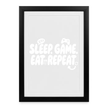 Répétition de la nourriture du jeu de sommeil - Affiche encadrée (27 × 37 cm) - noir - Devant