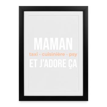 Maman Taxi Cuisinière et Plus - Affiche encadrée (27 × 37 cm) - noir - Devant