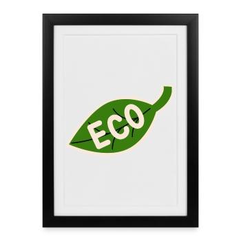 Eco Leaf Emblem - Minimal Nature - Framed poster (27 × 37 cm) - black - Front